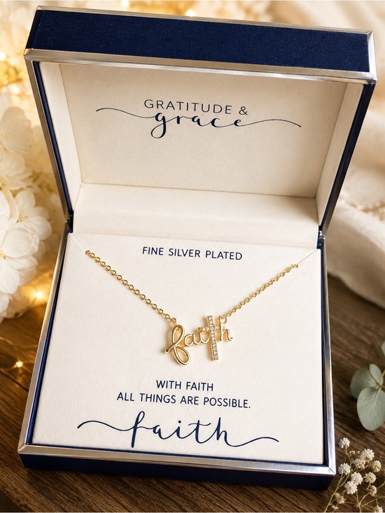 Macy's Jewelry - Gratitude & Grace Faith Cross Pendant Necklace Fine Silver Plated Gift Box $50